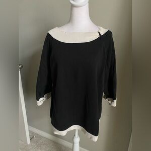 Emma James Black Sweater with White Collar Casual
